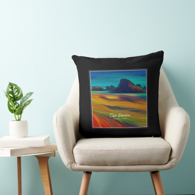 Colourful Cape Sebastian Oregon Coast Art Cushion (Chair)
