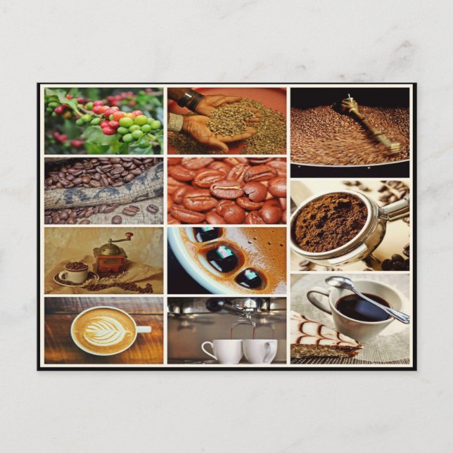 Colourful cappuccino coffee café drink collage postcard (Front)