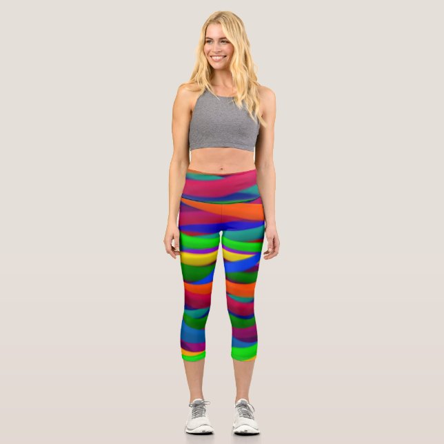 Colourful Capri Cropped 03 Yoga Pants (Front)