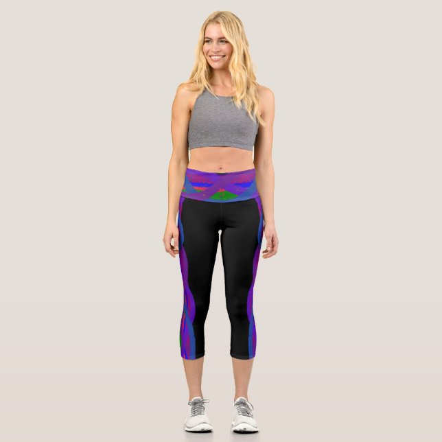 Colourful Capri Cropped 07 Yoga Pants (Front)