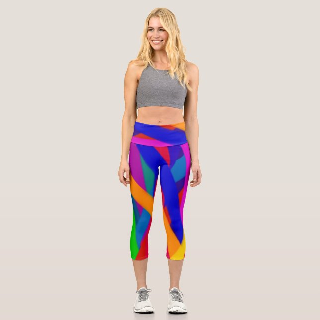 Colourful Capri Cropped Yoga Pants (Front)