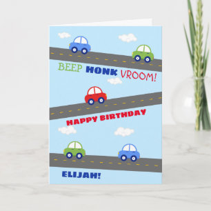 Colourful Car Kids Birthday Card
