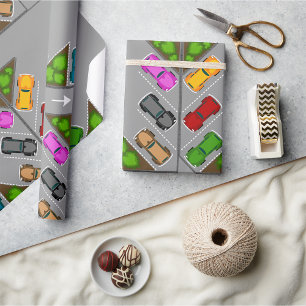 Colourful Car Parking Wrapping Paper