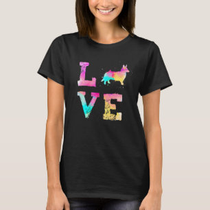 Colourful Cardigan Welsh Corgi Dog Love R Dad Mum T-Shirt