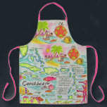 Colourful Caribbean Islands  Apron<br><div class="desc">Wonderfully colourful illustrated map of the Caribbean Islands repurposed on a wonderful apron.  Perfect for a beach house / cottage and what a great birthday gift!</div>