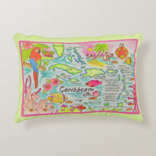 Colourful Caribbean Islands Throw Pillow