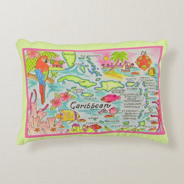 Colourful Caribbean Islands Throw Pillow (Front)
