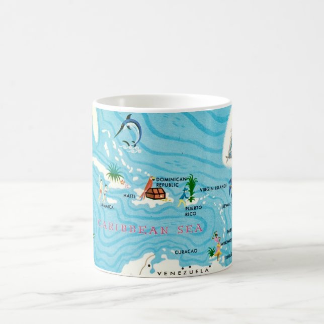 Colourful Caribbean Map  Coffee Mug (Center)