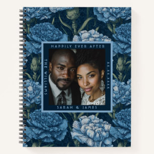 Colourful Carnation Accent Greenery Wedding Notebook