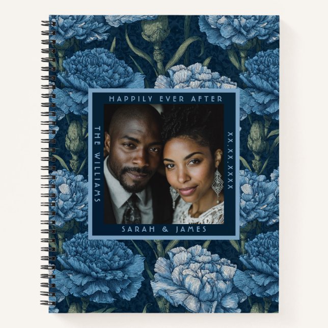 Colourful Carnation Accent Greenery Wedding Notebook (Front)