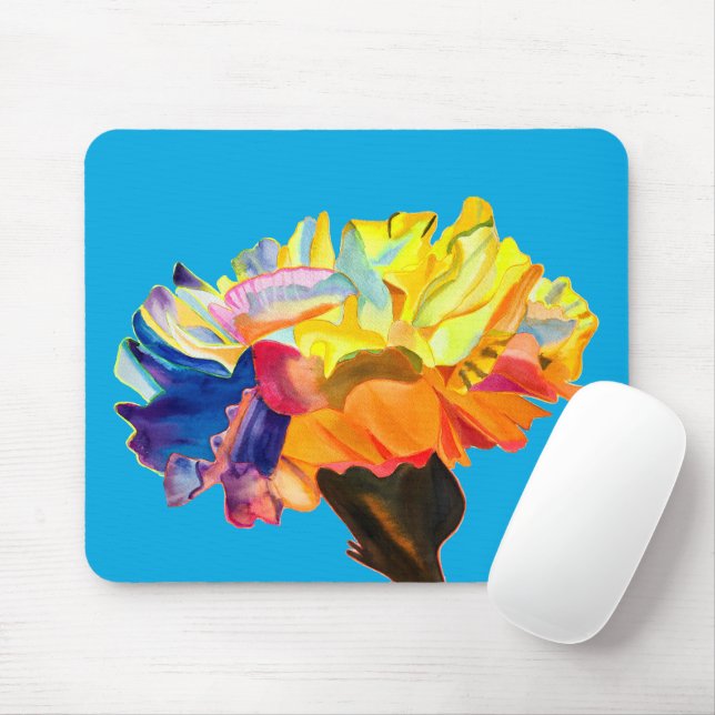 Colourful carnation pop art flower mouse mat (With Mouse)