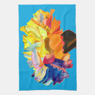 Colourful carnation pop art flower tea towel