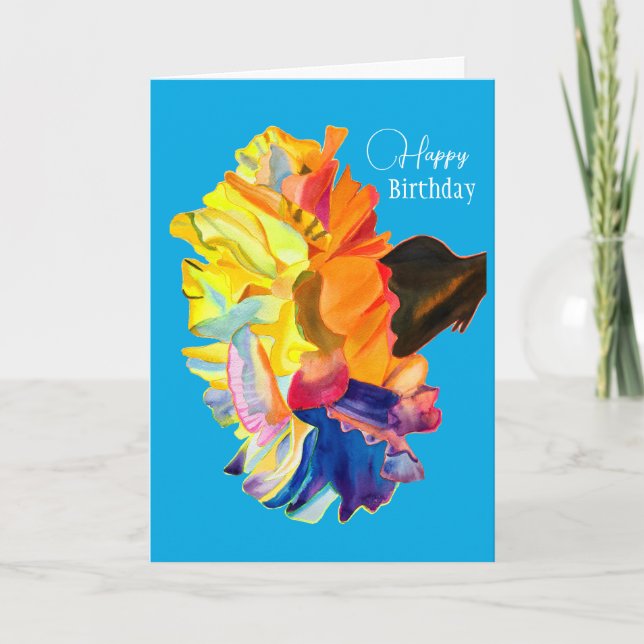 Colourful carnation watercolor flower card (Front)