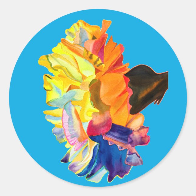 Colourful carnation watercolor flower classic round sticker (Front)