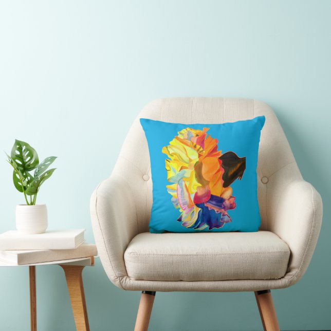 Colourful carnation watercolor flower cushion (Chair)