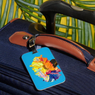 Colourful carnation watercolor flower luggage tag