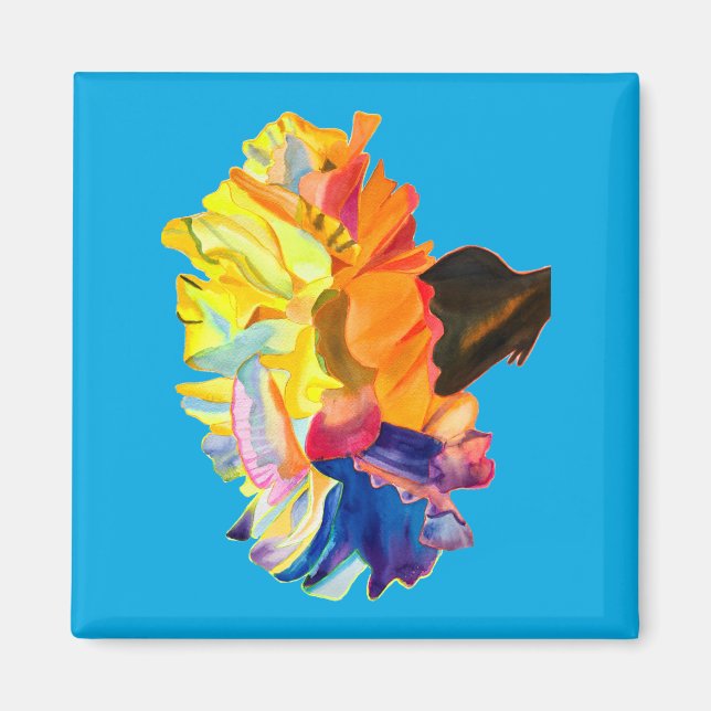 Colourful carnation watercolor flower magnet (Front)