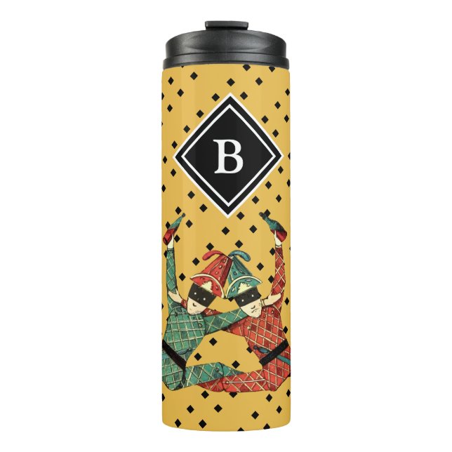 Colourful Carnival Festival Monogrammed Initials Thermal Tumbler (Front)