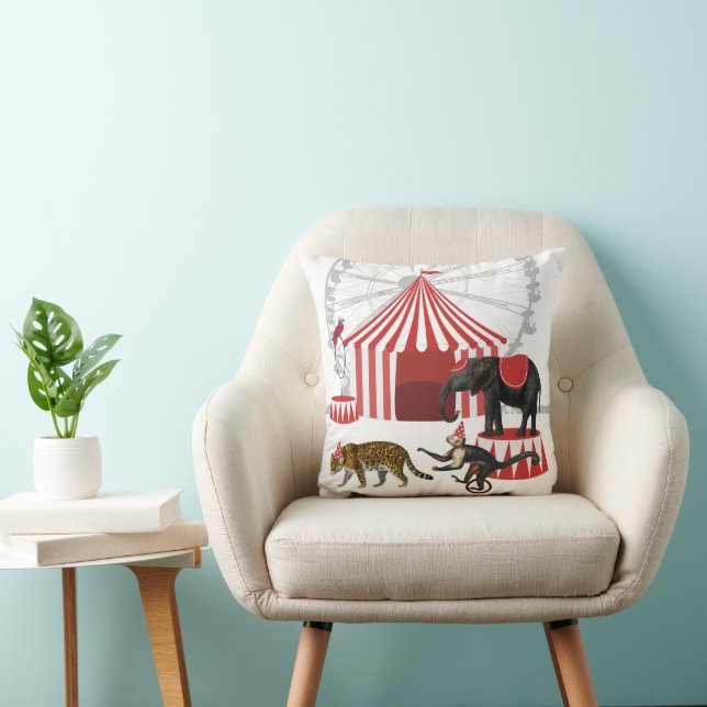 Colourful Carnival Festival Theme Animals Big Top Cushion (Chair)