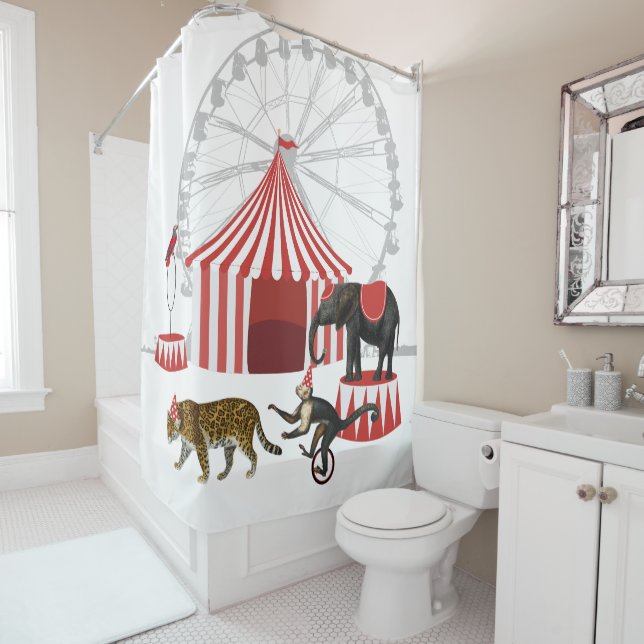 Colourful Carnival Festival Theme Animals Big Top Shower Curtain (In Situ)