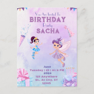Colourful Carnival: Join Us for a Playful Birthday Invitation Postcard