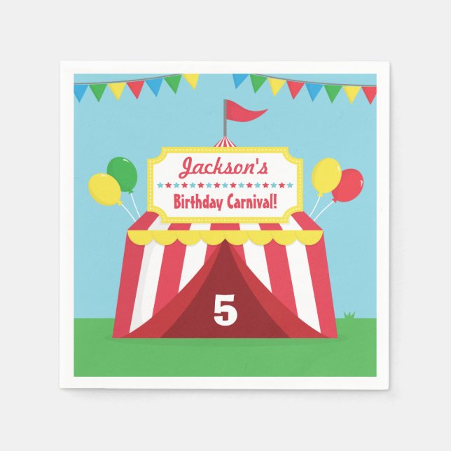 Colourful Carnival Kids Birthday Party Supplies Napkin (Front)