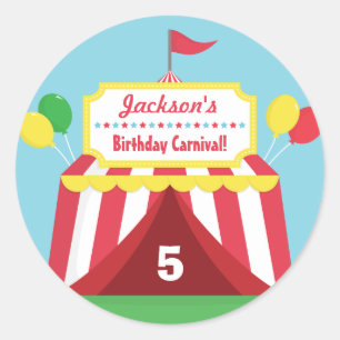 Colourful Carnival Themed Kids Birthday Party Classic Round Sticker