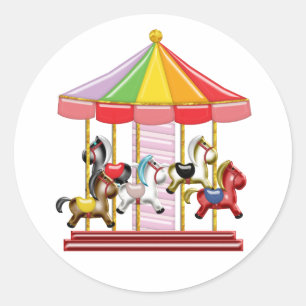Colourful Carousel Classic Round Sticker