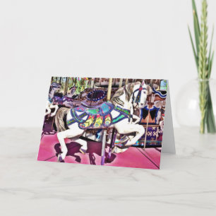 Colourful Carousel Horse at Carnival Photo Gifts Card