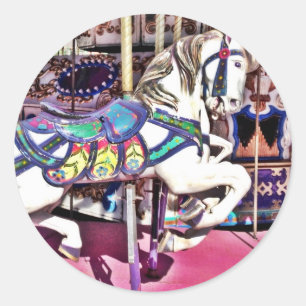 Colourful Carousel Horse at Carnival Photo Gifts Classic Round Sticker