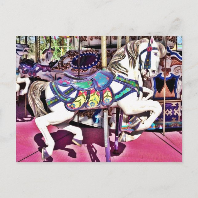 Colourful Carousel Horse at Carnival Photo Gifts Postcard (Front)