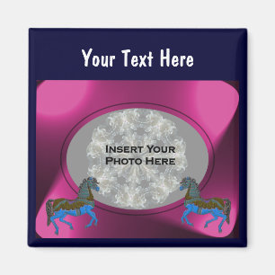 Colourful Carousel Horses Design Photo Magnet