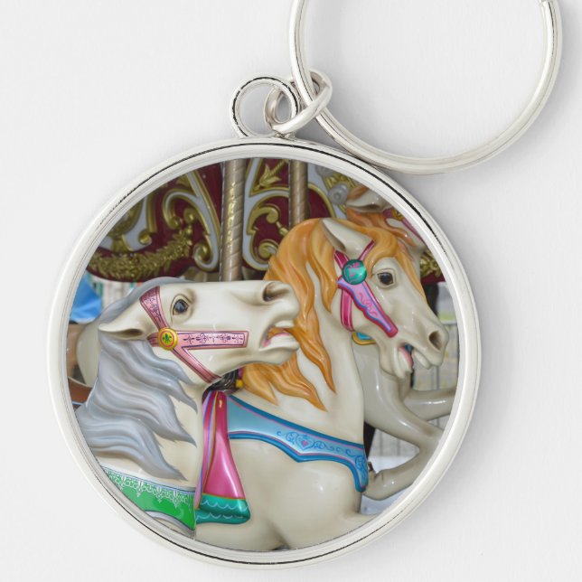 Colourful carousel horses key ring (Front)