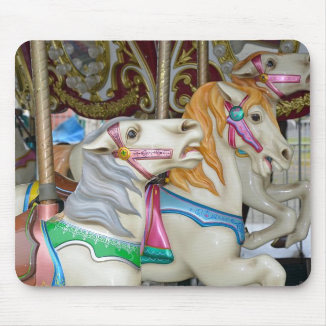 Colourful carousel horses mouse mat (Front)