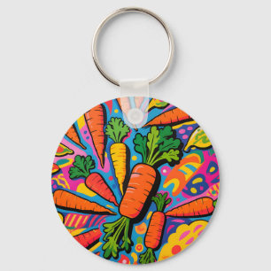 Colourful Carrot Explosion Pattern Key Ring