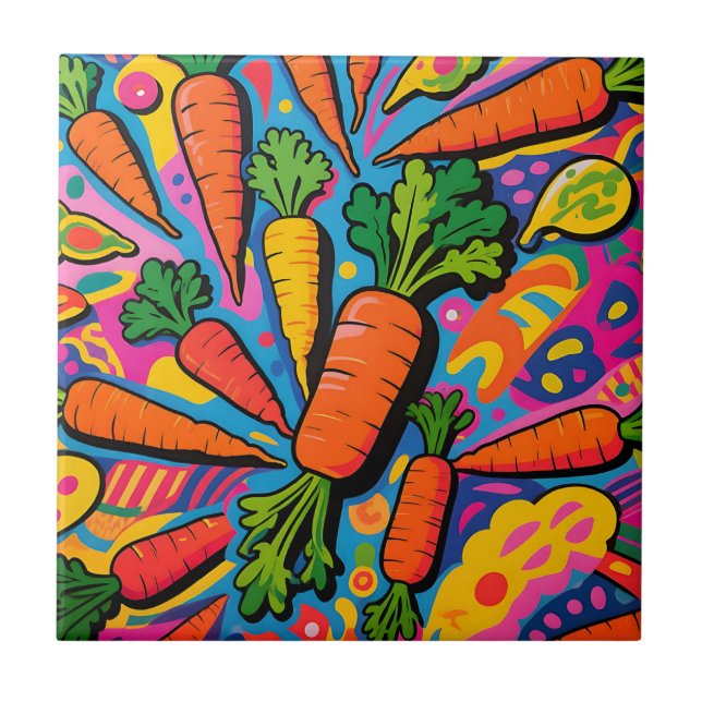 Colourful Carrot Explosion Pattern Tile (Front)