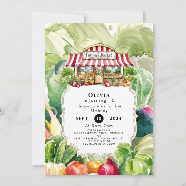 Colourful Carrots Farmers Market Birthday Invitation (Front)