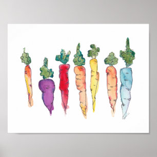 Colourful Carrots Watercolor Poster
