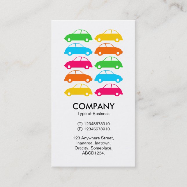 Colourful Cars 02 - Vertical Business Card (Front)
