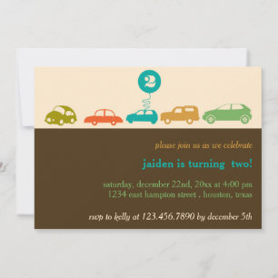 Colourful Cars Birthday Party Invitation