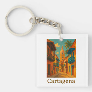 Colourful Cartagena Colombia Caribbean Charm Key Ring