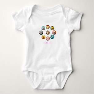 Colourful cartoon animal baby bodysuit