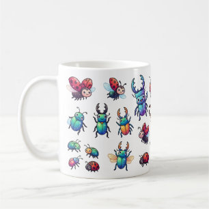 Colourful Cartoon Beetles & Ladybugs Coffee Mug