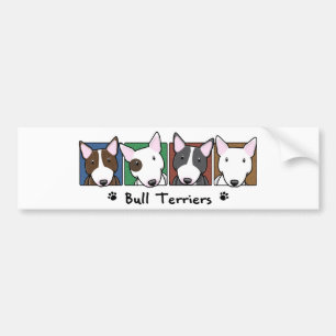Colourful Cartoon Bull Terriers Bumper Sticker