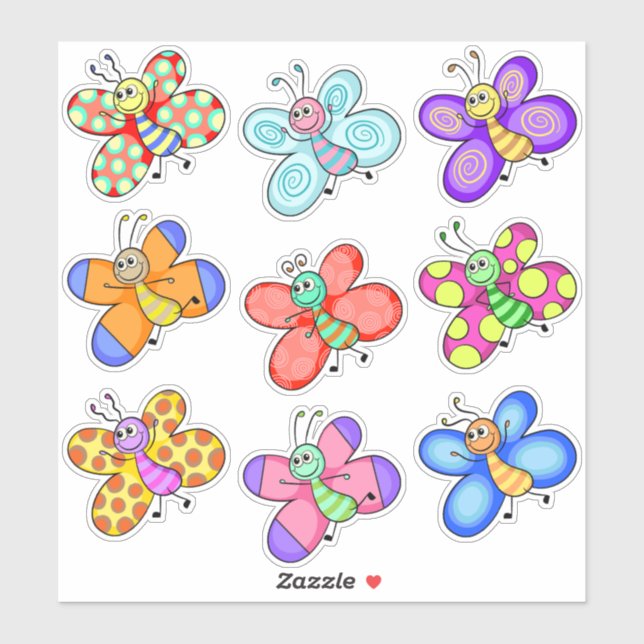 Colourful Cartoon Butterflies (Sheet)