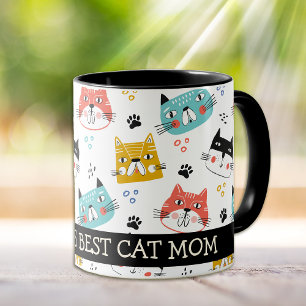 Colourful Cartoon Cat Faces Best Mum Mug