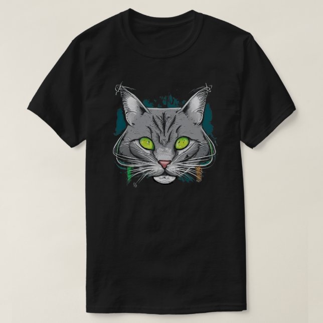 Colourful Cartoon Cat T-Shirt (Design Front)