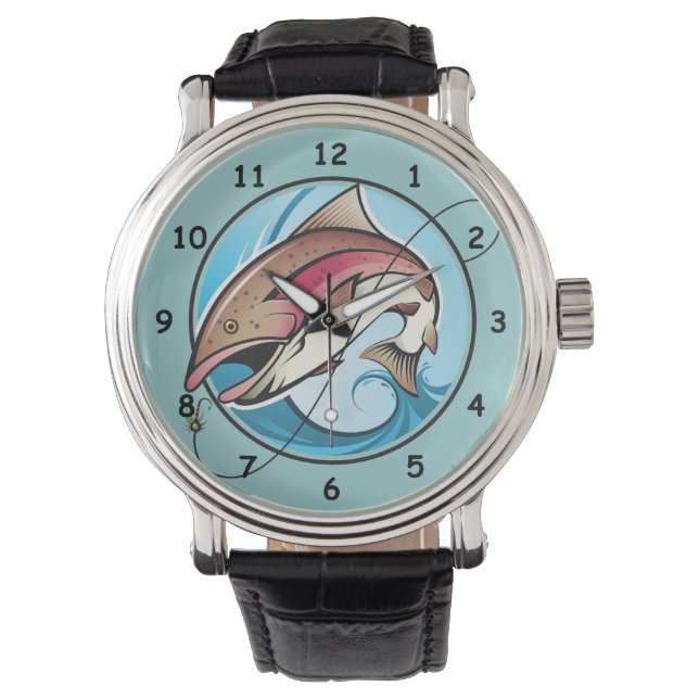 Colourful Cartoon Catching a Fish Watch (Front)