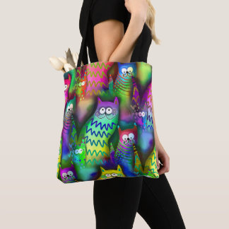Colourful Cartoon Cats Tote Bag