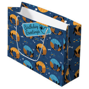 Colourful cartoon crazy dog doodle seamless patter large gift bag